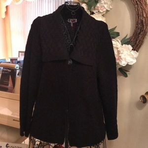 NWOT. J&M Collection Black One Buttoned Sweater XL